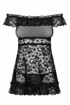 Babydoll + stringi, czarna - Flores black 