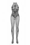 Bodystocking damskie. Seksowne z otwartym krokiem. G308, kostium czarny