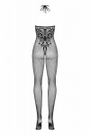 Bodystocking damskie. Seksowne z otwartym krokiem. G308, kostium czarny