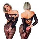 Bodystocking 5, otwarty krok i piersi, czarny - Clara Morgane