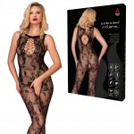 Bodystocking z otwartym krokiem Bouquet, czarny