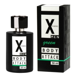 Feromony męskie. Kuszące perfumy - Body Attack Green 50 ml
