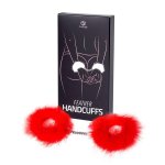 Kajdanki do krępowania rąk z piórkami - marabou red
