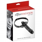 Knebel z podwójnym penisem - Double Penis Gag Black