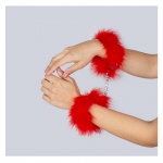 Kajdanki do krępowania rąk z piórkami - marabou red