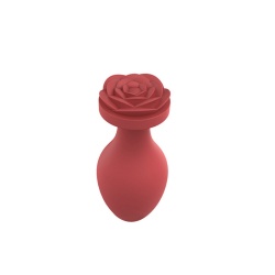 Korek analny silikonowy, czerwona róża - CM my silicone rose plug s