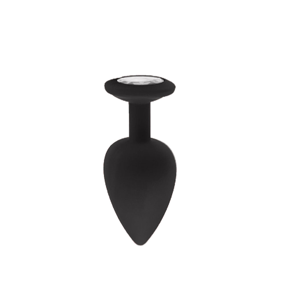 Korek analny, silikonowy z kryształkiem - CM secret plug s black