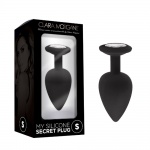 Korek analny, silikonowy z kryształkiem - CM secret plug s black