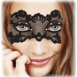 Maska na oczy, czarna koronkowa z eleganckimi cyrkoniami BDSM
