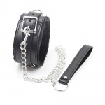 Obroża BDSM regulowana ze smyczą - fetish addict collar with metal leash