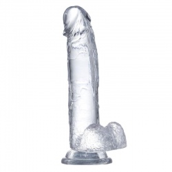 Penis na przyssawce, żelowy realistyczny - glazed dildo with balls 15,5 cm