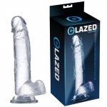 Penis na przyssawce, żelowy realistyczny - glazed dildo with balls 18 cm