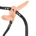 Penis, podwójny strap on z wibracjami - Vibrating Strap-on with Double Dildo Flesh
