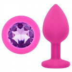 Korek analny, silikonowy plug z fioletowym jasnym kryształkiem