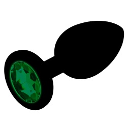 Korek analny z zielonym kryształkiem, silikonowy plug analny