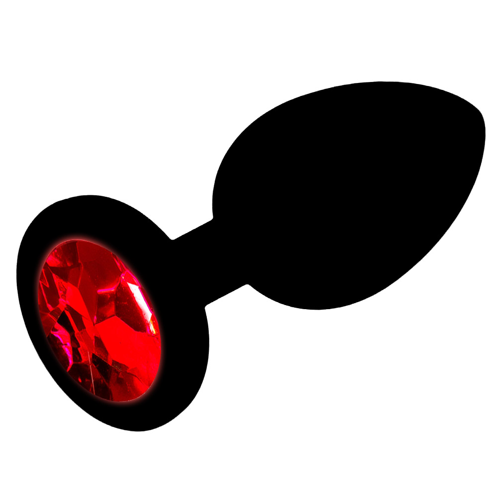 Korek analny z czerwonym kryształkiem, silikonowy plug analny
