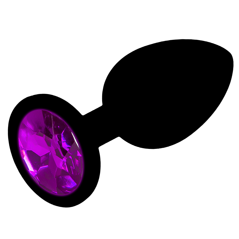 Korek analny z różowym kryształkiem, silikonowy plug analny