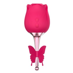 Stymulator łechtaczki 2w1. Wibrująca róża - Clit stimulator pink