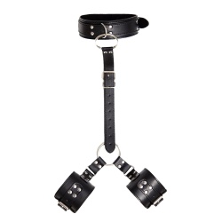 Uprząż BDSM z mankietami - fetish addict collar with restraints 