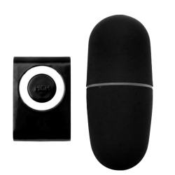 Jajeczko dopochwowe z wibracjami i pilotem w kształcie MP3, czarne