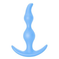 Niebieski korek analny o ergonomicznym kształcie, wykonany z miękkiego silikonu medycznego, idealny 