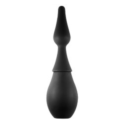 Elegancki irygator analny Black Edition BackDoor z ergonomiczną dyszą w kształcie korka, ułatwiającą