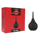 Elegancko zapakowana gruszka do irygacji analnej Wild Play z intensywnie czerwonym designem i pikant