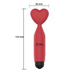 Wymiary wibratora Mini Heart Vibrator – ergonomiczna długość 133 mm i szerokość główki 40 mm zapewni