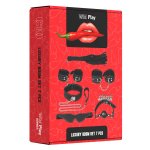 Zestaw luksusowych akcesoriów BDSM Wild Play w eleganckim czerwonym opakowaniu zawierający siedem el