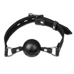 Regulowany knebel BDSM z kulą wentylowaną zapewniający komfort i bezpieczeństwo podczas gry w domina
