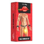 Opakowanie zestawu Wild Play Male Bondage Set z grafiką przedstawiającą modela w erotycznych akcesor