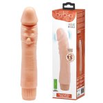 Wibrator w naturalnym kolorze z regulacją prędkości wibracji zapakowany w eleganckie pudełko.