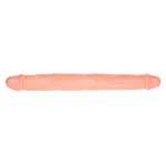 Giętki dwustronny dildo o naturalnej fakturze skóry, doskonały do wspólnych lub indywidualnych zabaw