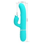 Turkusowy wibrator o długości 22,8 cm i średnicy 3,4 cm z precyzyjnie dopracowaną ergonomią.