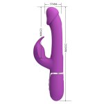 Szczegółowe wymiary wibratora królik Kampas Purple dostosowane do komfortowego użytkowania.