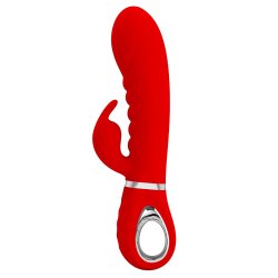 Czerwony wibrator Pretty Love z funkcją podwójnej stymulacji i ergonomicznym uchwytem do komfortoweg