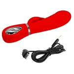 Ładowany przez USB czerwony wibrator Pretty Love wykonany z aksamitnie miękkiego silikonu