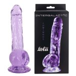 Stylowy fioletowy dildo Intergalactic z realistycznym kształtem i efektownym, półprzezroczystym wyko