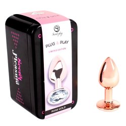 Zestaw Secret Pleasure z korkiem analnym i aksamitnym woreczkiem w eleganckim pudełku.