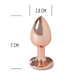 Korek analny rose gold o długości 7 cm i średnicy 2,8 cm dla początkujących.
