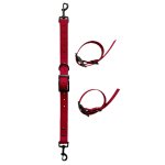 Zestaw SxToys II Ankle Cuffs w kolorze czerwonego wina z wykończeniem ze stali.