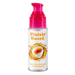 Olejek do masażu o zapachu crème brûlée Plaisir Sucré z wygodnym dozownikiem i intensywnie słodkim a
