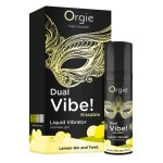 Opakowanie intymnego żelu Orgie Dual Vibe Kissable Lemon Gin and Tonic zachwyca eleganckim designem 