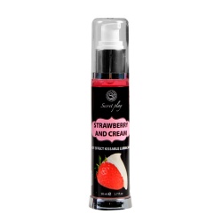 Żel do masażu, zapach truskawki i kremu 50 ml - strawberry & cream hot effect kissable lubricant