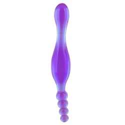 Dildo dwustronne analne, żelowa sonda do penetracji analno-waginalnej - Dildo EX fiolet