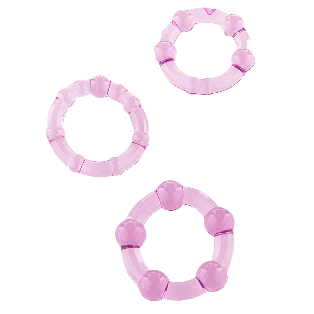 Pierścienie erekcyjne, żelowe na penisa - 3 sztuki, różowe