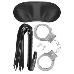 Zestaw gadżetów erotycznych, kajdanki, maska, pejcz - submission kit Fetish Tentation
